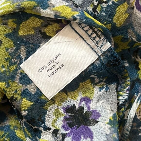 LANE BRYANT 22/24 Sheer Long Sleeve Green Blue Floret Floral Blouse NWT 22 24 - Picture 5 of 8